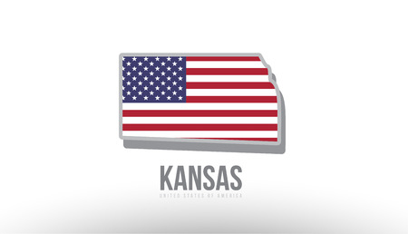 Vector illustration of Kansas county state with US united states flag as a texture suitable for a map logo or design purposes.のイラスト素材