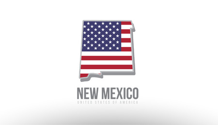 Vector illustration of new Mexico county state with US united states flag as a texture suitable for a map logo or design purposes.のイラスト素材
