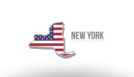 Vector illustration of new York county state with US united states flag as a texture suitable for a map logo or design purposes.のイラスト素材