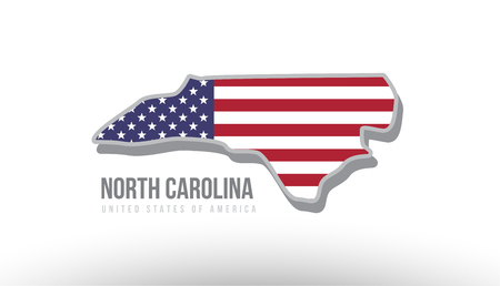 Vector illustration of north Carolina county state with US united states flag as a texture suitable for a map logo or design purposes.のイラスト素材