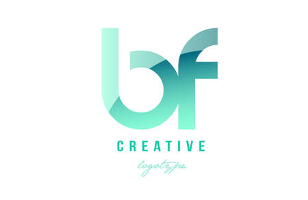Design of alphabet modern letter logo combination bf b f with green pastel gradient color for a company or businessのイラスト素材