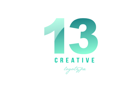 Design of number numeral digit 13 with green pastel gradient color suitable as a logo for a company or businessのイラスト素材