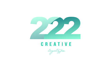 Design of number numeral digit 222 with green pastel gradient color suitable as a logo for a company or businessのイラスト素材