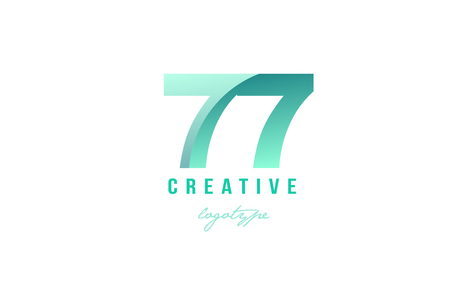 Design of number numeral digit 77 with green pastel gradient color suitable as a logo for a company or businessのイラスト素材