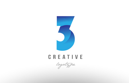 Design of number numeral digit 3 three with blue gradient color suitable as a logo for a company or businessのイラスト素材