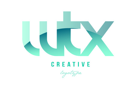 Design of alphabet modern letter logo combination wtx w t x with green pastel gradient color for a company or businessのイラスト素材