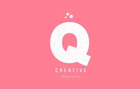 Q pink white alphabet letter logo icon design suitable as an symbol for a company or businessのイラスト素材