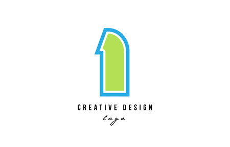 Blue and green number 1 sign for your designのイラスト素材