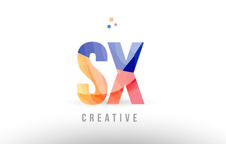 orange blue alphabet letter sx s x logo combination design with dots suitable for a company or businessのイラスト素材