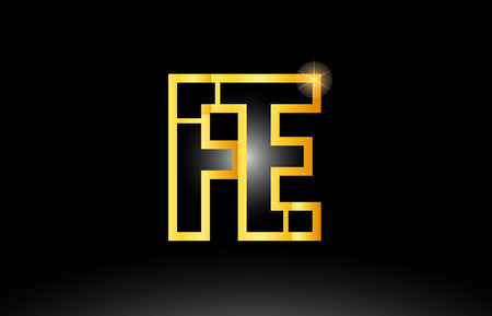 gold black alphabet letter fe f e logo combination design suitable for a company or businessのイラスト素材