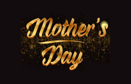 motherâs day gold word text with sparkle and glitter background suitable for card, brochure or typography logo designのイラスト素材