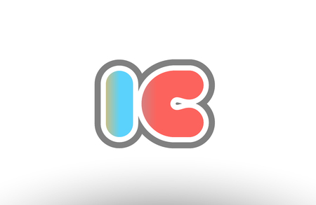 orange pastel blue alphabet letter ic i c logo combination design suitable for a company or businessのイラスト素材