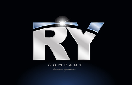 Letters R and Y design with metal blue color suitable for a company or business.のイラスト素材