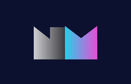 initial alphabet letter nm n m logo combination in pink blue and grey colors suitable for business and corporate identityのイラスト素材