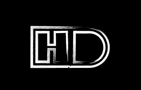 grunge alphabet letter combination hd h d logo design in black and white colors suitable for a company or businessのイラスト素材