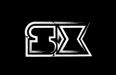 grunge alphabet letter combination sx s x logo design in black and white colors suitable for a company or businessのイラスト素材