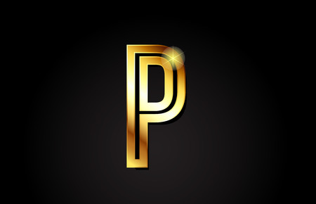 gold alphabet letter p logo design suitable for a company or businessのイラスト素材