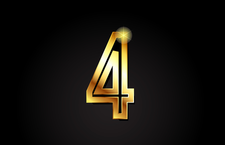 gold number 4 logo design suitable for a company or businessのイラスト素材