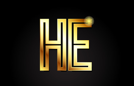 gold alphabet letter he h e logo combination design suitable for a company or businessのイラスト素材