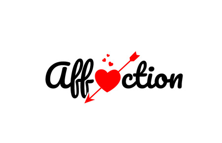 affection word text with red broken heart with arrow concept, suitable for logo or typography designのイラスト素材