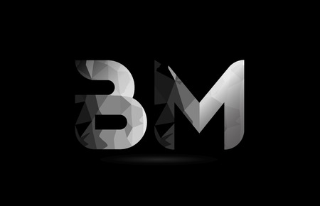 black and white alphabet letter bm b m logo combination design suitable for a company or businessのイラスト素材