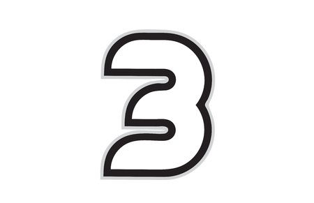 Design of black and white number 3 suitable as a logo for a company or businessのイラスト素材