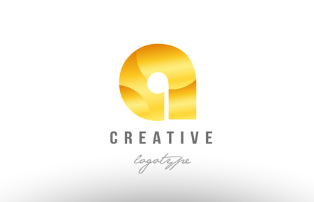 Design of alphabet letter a with gold golden metal gradient color suitable as a logo for a company or businessのイラスト素材