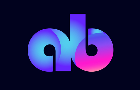 Design of alphabet letter combination ab a b pink blue gradient color suitable as a logo for a company or businessのイラスト素材