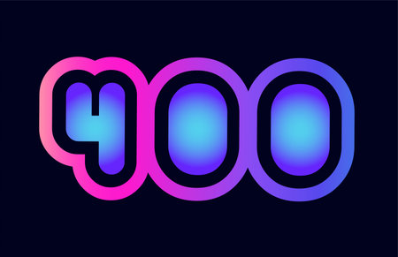 Design of number 400 pink blue gradient color suitable as a logo for a company or business
