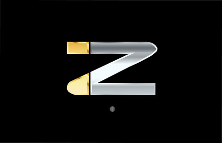 z silver gold letter alphabet logo with golden metallic colorのイラスト素材