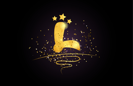 l letter alphabet with star and golden color suitable for card icon or typography logo designのイラスト素材