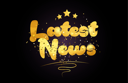 latest news word with star and golden color suitable for card icon or typography logo designのイラスト素材