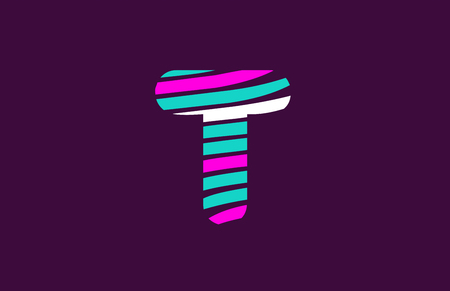 design of alphabet letter t with lines stripe as a logo for a company or businessのイラスト素材