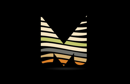design of alphabet letter m with lines stripe as a logo for a company or businessのイラスト素材