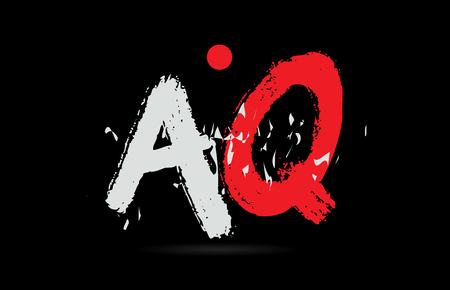 Design of alphabet letter combination AQ A Q on black background with grunge texture and white red color suitable as a logo for a company or businessのイラスト素材