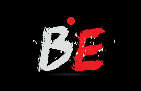 Design of alphabet letter combination BE B E on black background with grunge texture and white red color suitable as a logo for a company or businessのイラスト素材