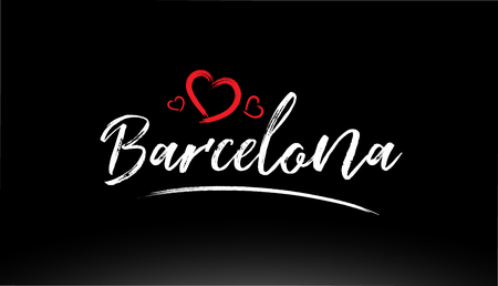 barcelona city hand written text with red heart suitable for logo or typography designのイラスト素材