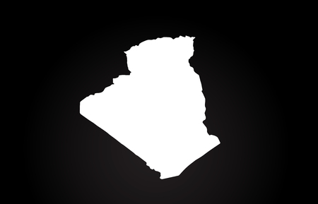 Algeria black and white country border map logo design. Black backgroundのイラスト素材