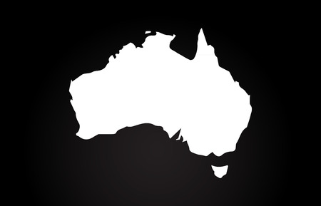 Australia black and white country border map logo design. Black backgroundのイラスト素材