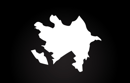 Azerbaijan black and white country border map logo design. Black backgroundのイラスト素材