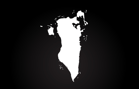 Bahrain black and white country border map logo design. Black backgroundのイラスト素材