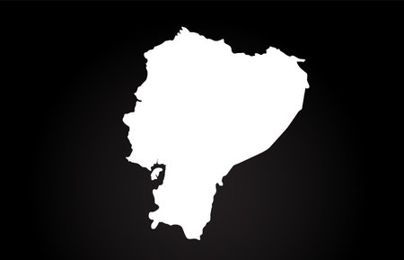 Ecuador black and white country border map logo design. Black backgroundのイラスト素材