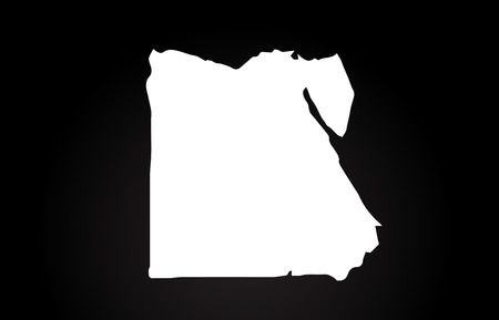 Egypt black and white country border map logo design. Black backgroundのイラスト素材