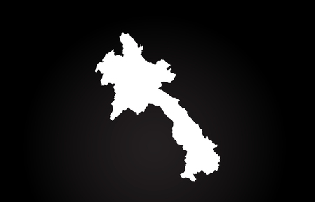 Laos black and white country border map logo design. Black backgroundのイラスト素材