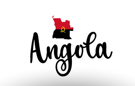 Angola country big text with flag inside map suitable for a logo icon designのイラスト素材