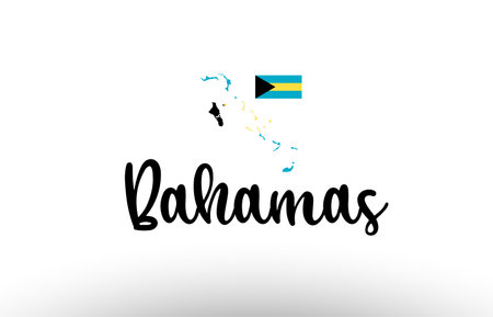 The Bahamas country big text with flag inside map suitable for a logo icon designのイラスト素材
