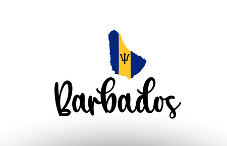Barbados country big text with flag inside map suitable for a logo icon designのイラスト素材