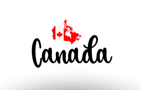 Canada country big text with flag inside map suitable for a logo icon designのイラスト素材