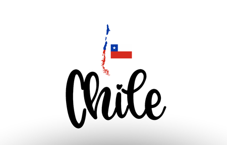 Chile country big text with flag inside map suitable for a logo icon designのイラスト素材