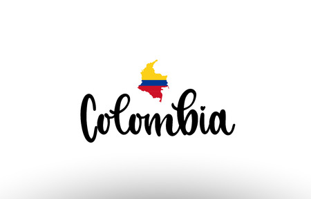 Colombia country big text with flag inside map suitable for a logo icon designのイラスト素材